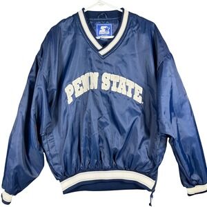 Starter Penn State Windbreaker Mens Large Blue V-Neck Pullover Vintage Jacket